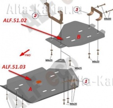 Защита Alfeco для топливного бака Acura MDX III 2014-2021